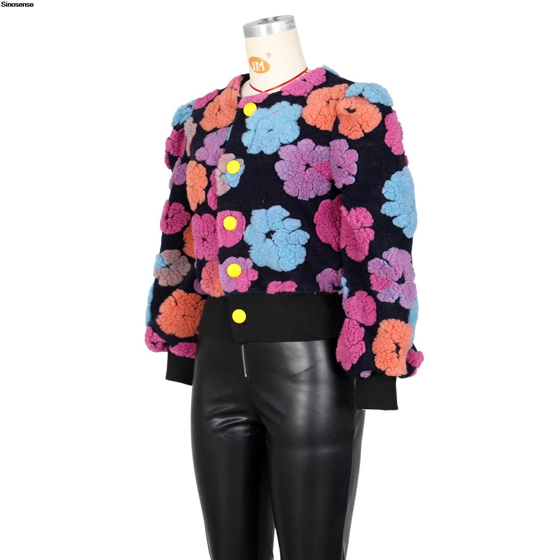 Women's Jackets Womens Cropped Floral Print Jacket Long Slve Flce Warm Bomber Jacket Lightweight Button Down Daily Wear Outerwear Coats Y241029X2