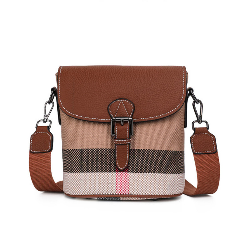 New Spring And Summer Shoulder Women's Classic Plaid Canvas Ladies Messenger Bag Trend Fashion Designer Bucket ddmymoon
