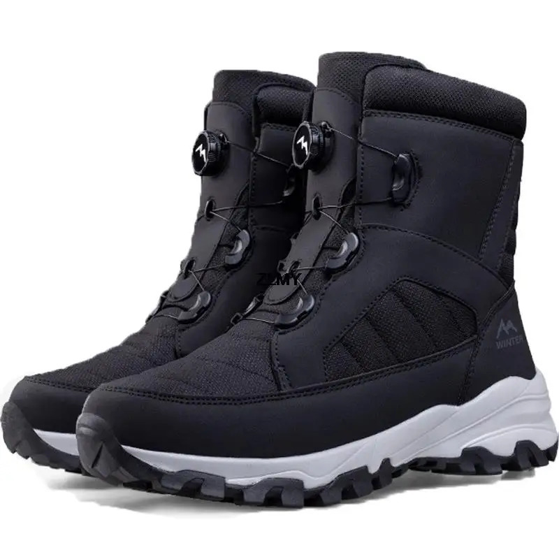 Winter Snow Boots Men Women Rotatory Button Snowboots Waterproof Outdoor Cotton Shoes Keep Warm High Top Man Hiking 241028