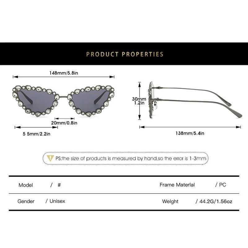 Fashion Vintage Diamond Cat Eye Sunglasses Women 2023 Luxury Brand Designer Crystal Sun Glasses Trend Sexy Ladies Metal ShadesX241028