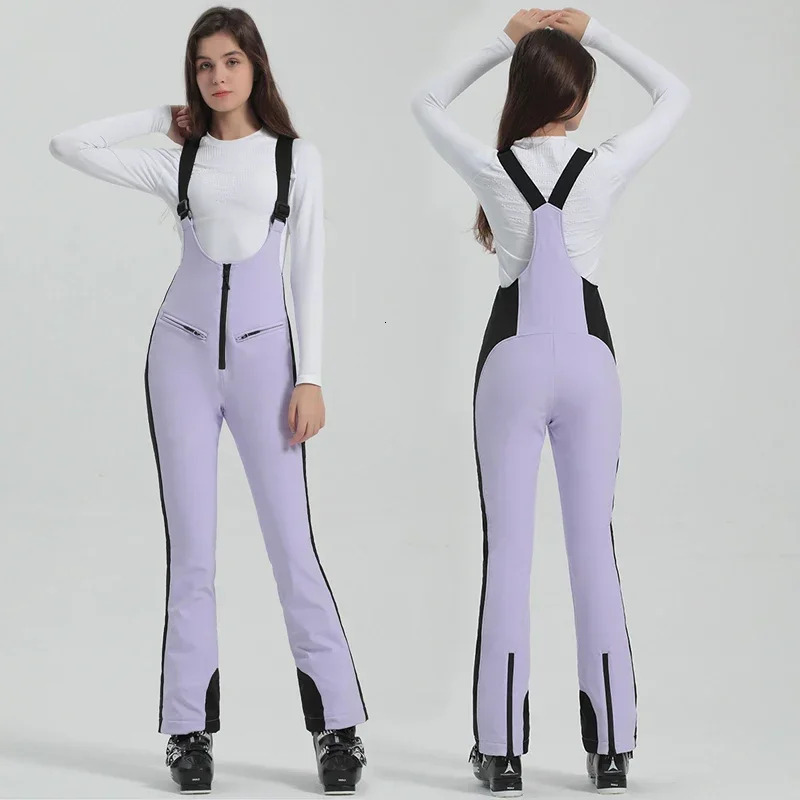New Winter Adults One Piece Ski Trousers Waterproof Breathable Skiing Snow Women Warm Outdoor Sport Snowboard Strap Pants