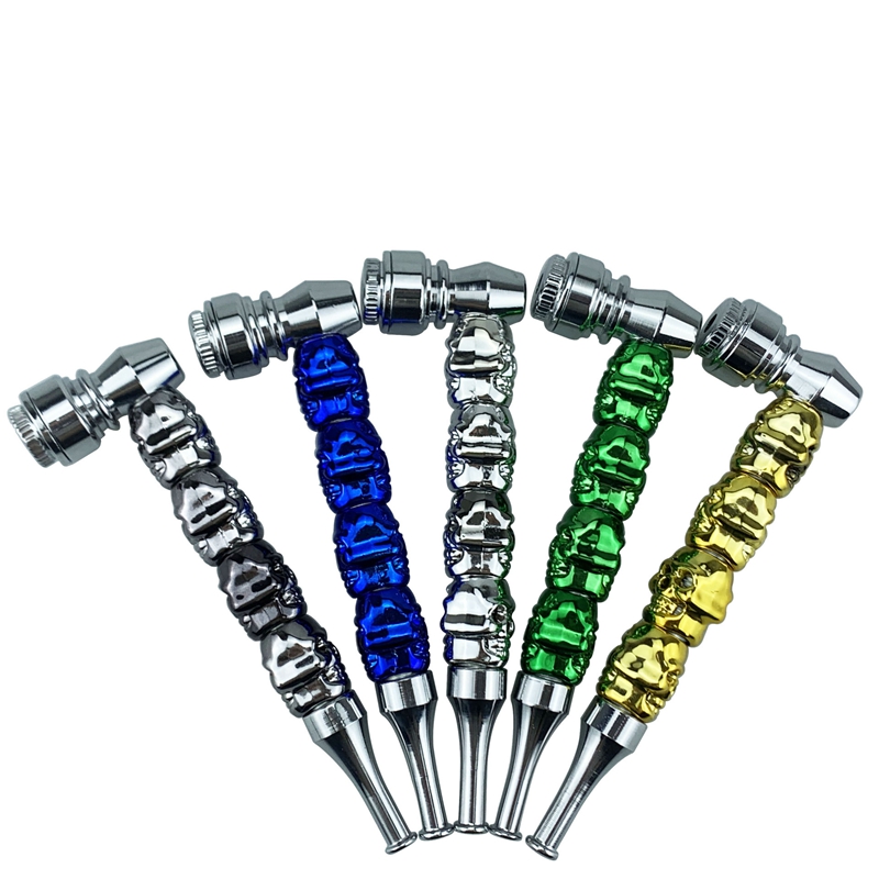 Skull smoking pipe metal 125mm Metal Zinc Alloy Bowl Smoke Hand Spoon Pipes
