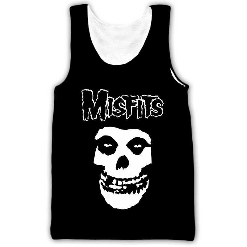 New Misfits Rock Band Tank Tops Skull 3D Print Strtwear Mens Oversized Slveless Tank Top Bodybuilding Gym Vest Man ClothingC241029