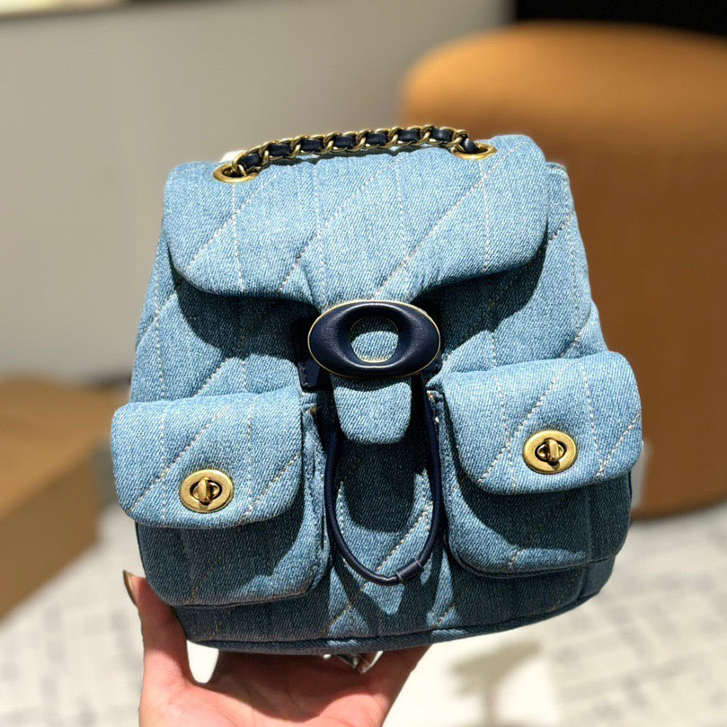 designer bag crossbody bag denim bag Classic Multi-Functional Backpack Women's New Versatile Travel Large Capacity School Bag Casual Ladies Pu Soft Leather Bags