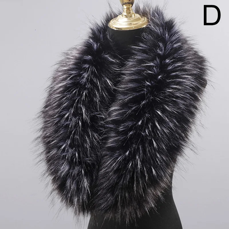 50cm Faux Fur Collar Winter Large Coat Scarves Women Neck Warm Fluffy Shawl Female Cloth Accessories 241028