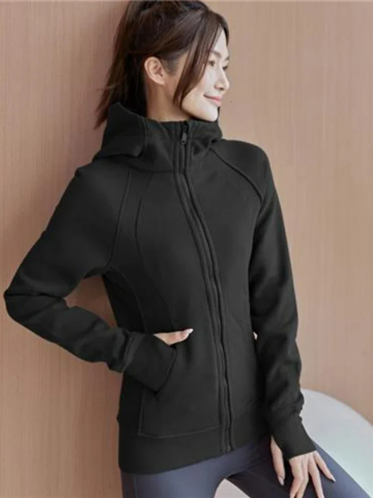 Hoip Jeeky High Neck Hooded Plus Velvet Thick Warm Sports Sweater Autumn Winter Fashion Sports Fitness Yoga Clothing Womens Yes 241028