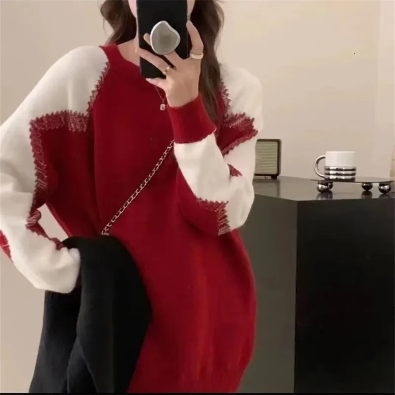 Fashionable Christmas sweaters gentle spoiled warm cozy womens autumn winter loose lazy warm and comfortable inner knitted sweaters 241025