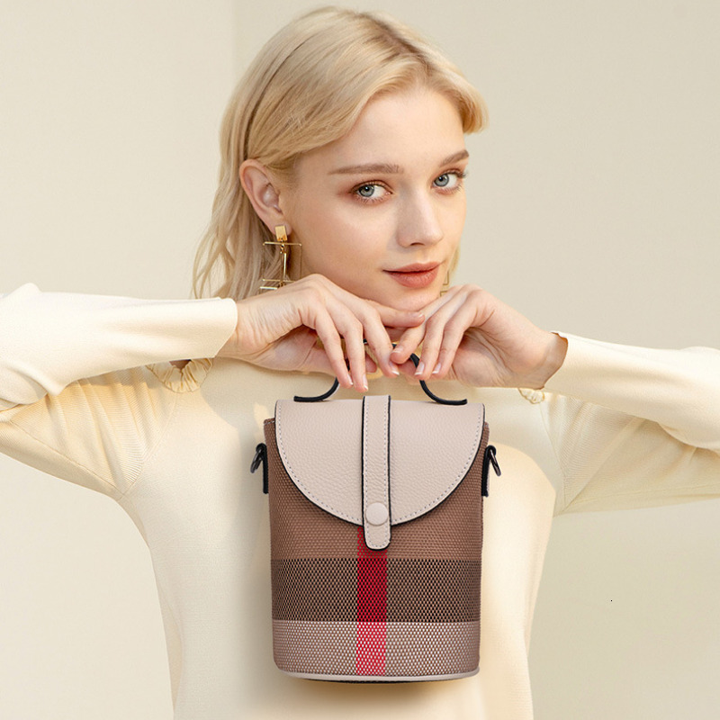 Mini Lattice Canvas Crossbody Ladies Leather Zipper Mobile Phone Fashion Handbag Women Casual Small Shoulder Bag ddmymoon