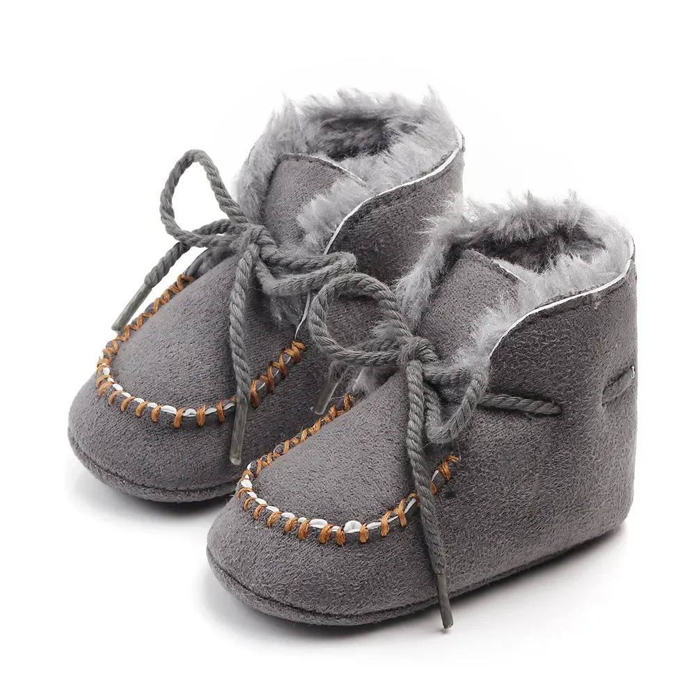 Winter Plush Thick Baby Boots Warm Toddler Snow Boots Non-slip Soft Sole First Walkers born Infant Crib Shoes 241028