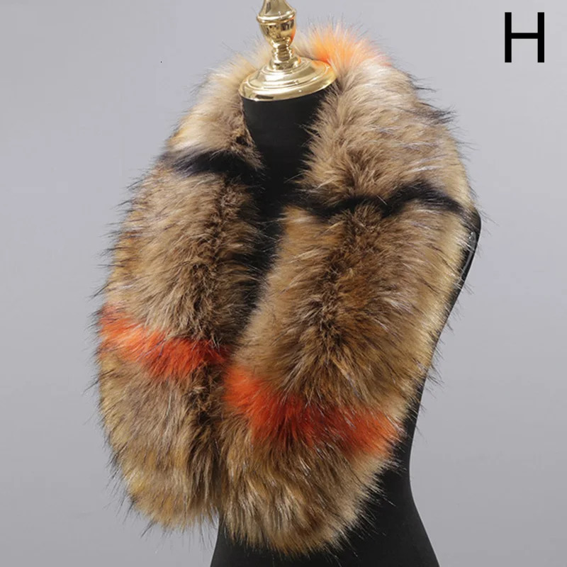 50cm Faux Fur Collar Winter Large Coat Scarves Women Neck Warm Fluffy Shawl Female Cloth Accessories 241028