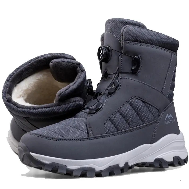 Winter Snow Boots Men Women Rotatory Button Snowboots Waterproof Outdoor Cotton Shoes Keep Warm High Top Man Hiking 241028