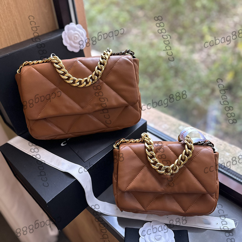 20CM/25CM 19 Series Lambskin Shoulder Bags With Serial Number Gold-Silver Chain Crossbody Handbags Large Capacity Turn Lock Luxury Designer Purse 5 Colors