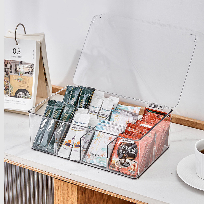 Coffee and tea bag storage box Transparent visual baffle can be removed for easy access to the classification of the storage box spot wholesale