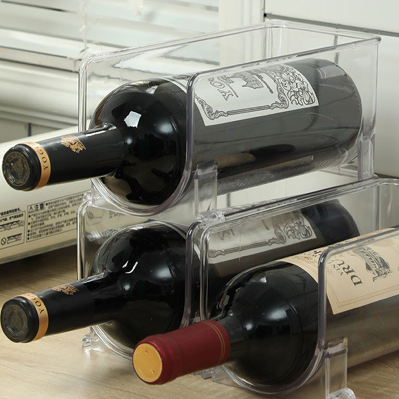 PET storage box portable simple transparent home kitchen refrigerator wine rack bottle rack desktop beer storage racks