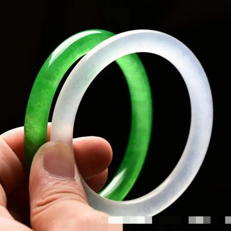Natural Jade Bracelet High Ice A-level Myanmar Jade Bracelet Womens Exquisite Jewelry Certification Jade Stone Round Bracelet 241028