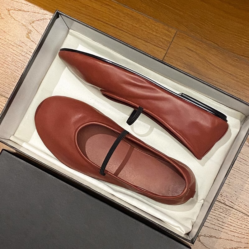 Casual Shoes Brand Genuine Leather Real Flats Women Black Chic Elastic Strap Mary Jane High Quality