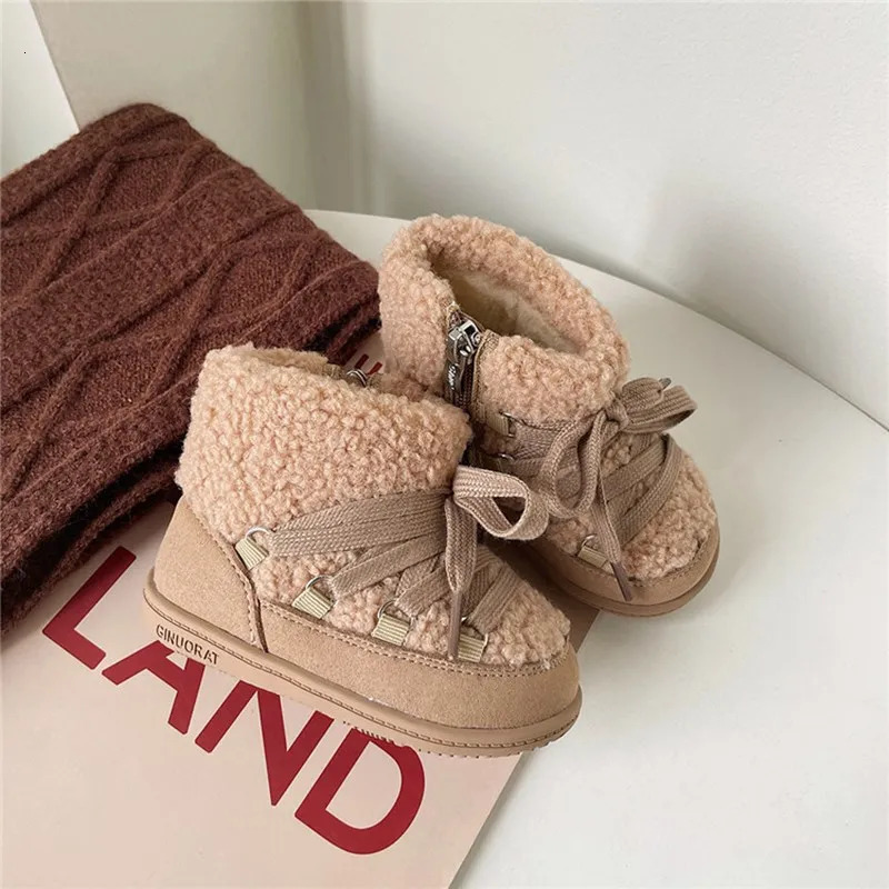 Autumn/Winter Baby Boots Warm Fur Rubber Sole Toddler Kids Cotton Shoes Infant Boots Fashion Toddler Boys Girls Boots 241028