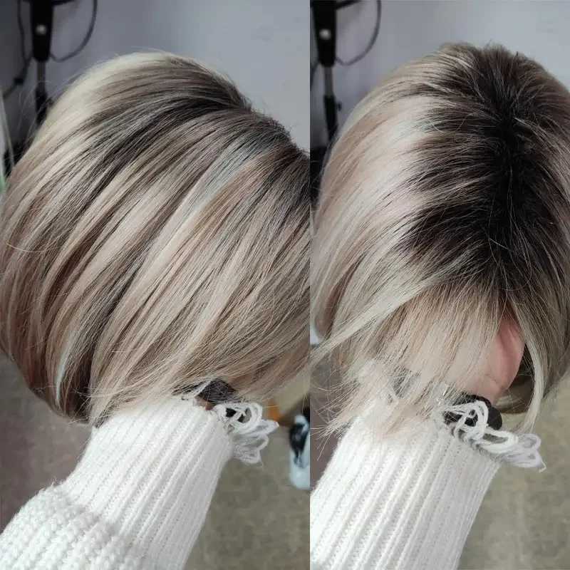 New Arrival Soft and healthy mom wig short blonde bob wig suitable for women Hagen heat-resistant synthetic ombre bob hair cosplay party wig Z241028 - view 5
