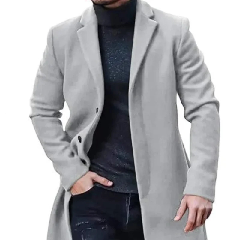 2023 Mens Autumn and Winter Fashion Casual Woolen Coat Woolen Coat Windbreaker