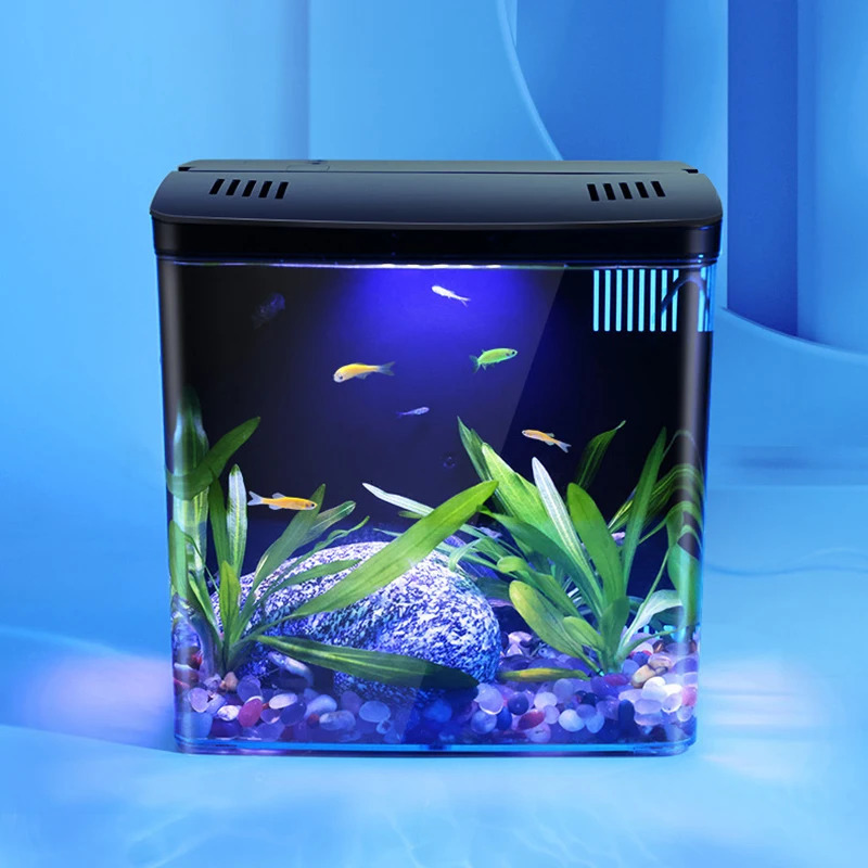 Aquarium Mini Fish Tank Home Fish Tank with Light and Wave Pump Self Circulating Filter Fish Tank Kit 241028