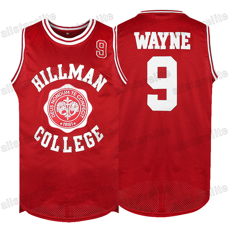 Men's HILLMAN COLLEGE #9 Letter & Number Embroidery Sports Black Red White Basketball Jersey Tank Top, Party Training Competition