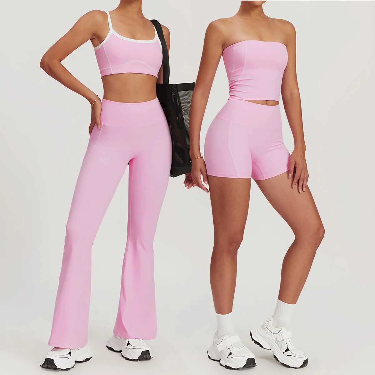 Women's Tracksuits Suit Sports Set Women Quick-Drying Fitness Gym Set Women Tracksuit Running Workout Sports Short vest Flared Clothing 8838 Y241