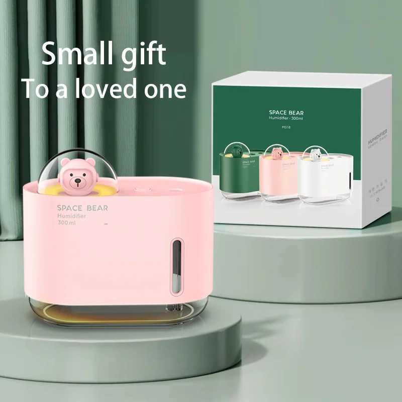 300ML USB cartoon hollow bear portable humidifier Incense Maker mini desktop air atomizer household silent spray Y241104