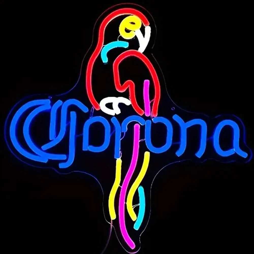 Neon Sign Beer Bar Club Bedroom Corona Light Parrot Sign Glass Neon Sign Office Hotel Bar Cafe Wedding Party Mens Cave X241028