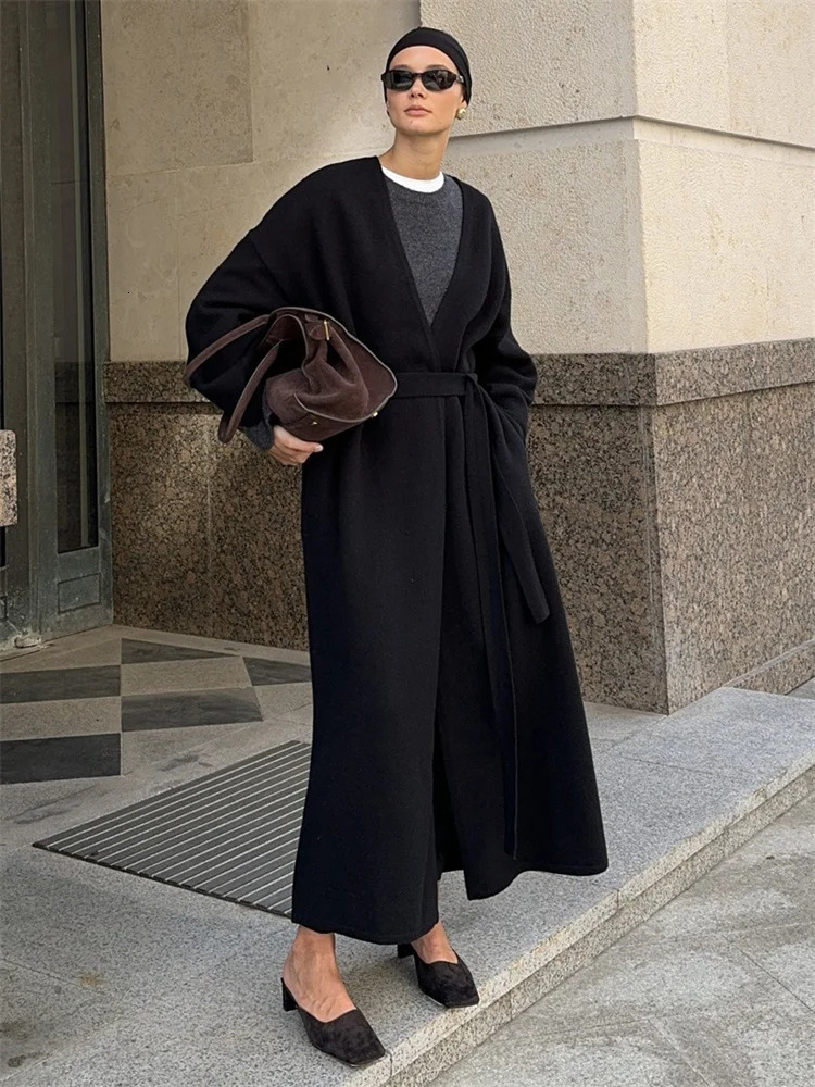 Tossy Winter Oversized Sweater Cardigan Female Loose Lace-Up Knit Long Sleeve High Waist Outwear Streetwear Women Knitwear Coat