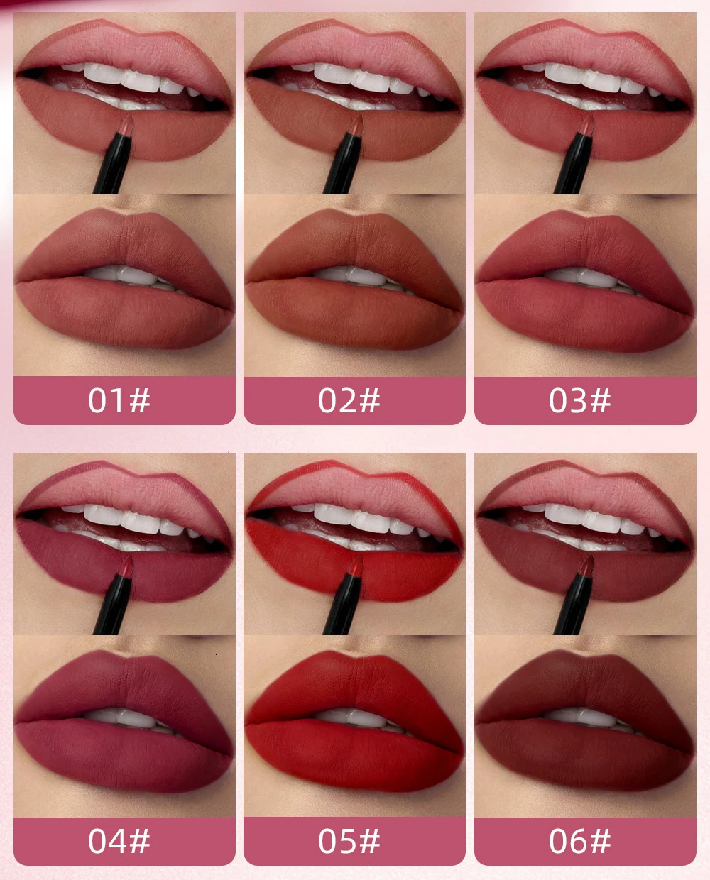 6 Colors Double-end Lip Gloss Waterproof Lipstick Pencil Long Lasting Sexy Red Lipgloss Beauty Matte Lip Liner Pen Lips Makeup 241028