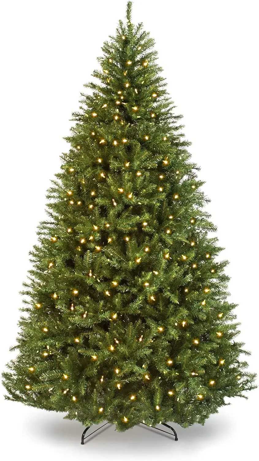 7.5-foot all hard artificial Christmas tree holiday decoration with 2254 branch tips 700 warm white lights foldable metal bracket W241029