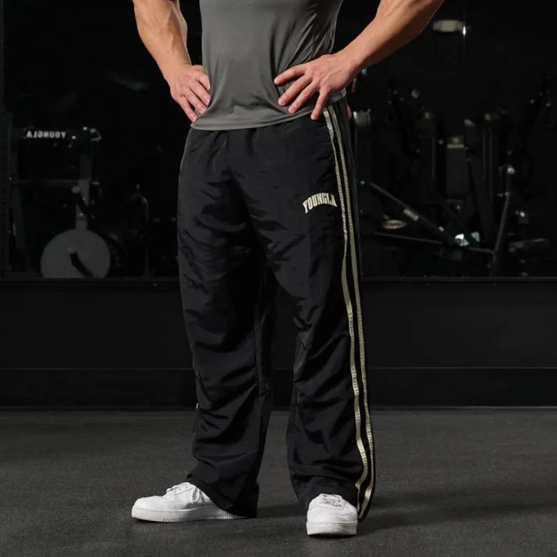 Gym Sports Fitness Mens Sports Pants Ribbon Splicing Printed Mid rise Casual Pants Jogging Outdoor Running Training Pants 241028