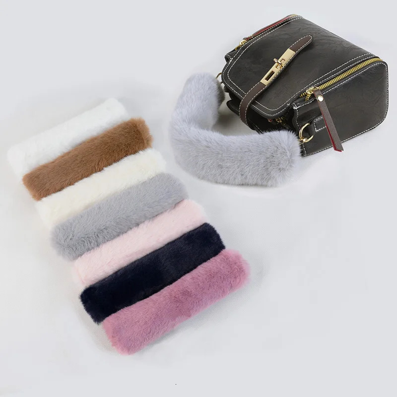 winter mink down furry bag Handles Cover sable fur Fastener Faux marten rabbit ermine For women Bags Accessories 241028
