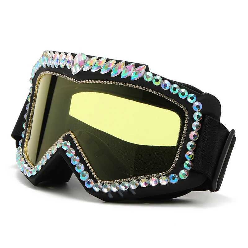 Steampunk diamond eye wearing symphonic goggles oversized snow goggles eye protection for Siam luxury rhinestone skiing goggles X241028