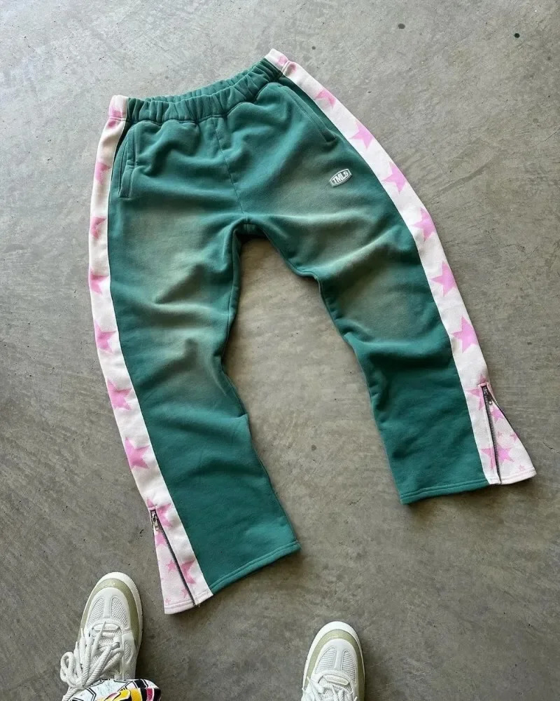 Y2K Fashion Simple Striped Casual Pants for Men and Women Retro Harajuku Loose Straight Pants High Waist Loose Hip Hop Sweatpant 241029