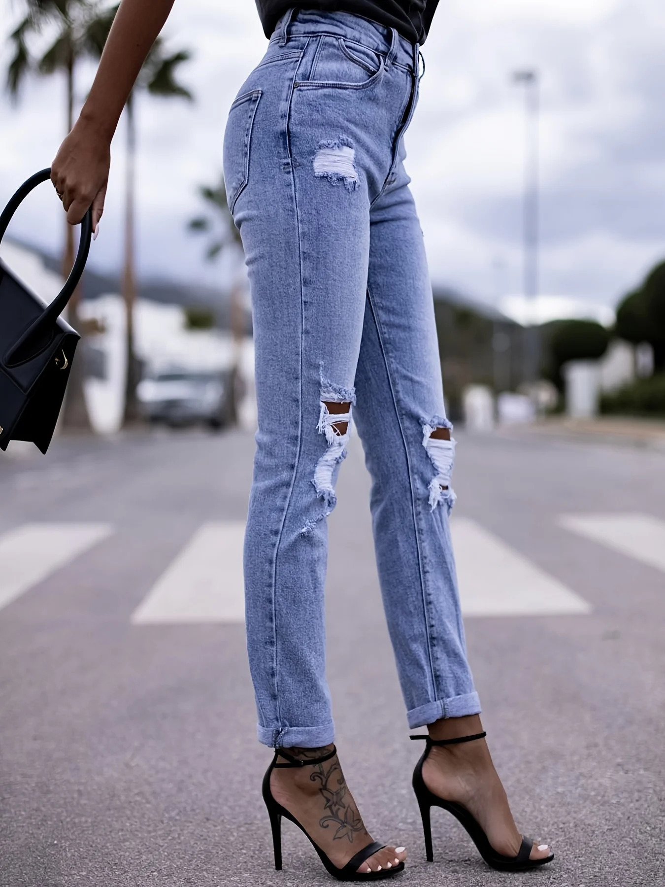 women Elastic womens tight jeans 241029