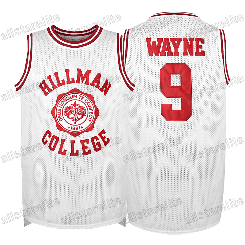 Men's HILLMAN COLLEGE #9 Letter & Number Embroidery Sports Black Red White Basketball Jersey Tank Top, Party Training Competition