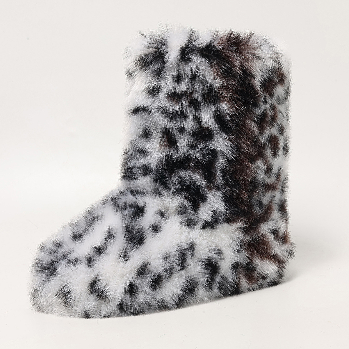 New Winter Fashionable Warm Leopard Print Thick Soled Midsole Boots 241116