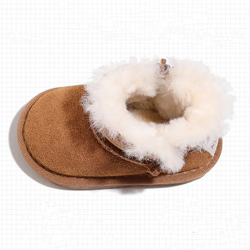 Winter Baby Snow Boots Leather Warm Plush Infant Shoes Soft Sole Fashion Toddler Boys Girls Boots 16-25 241028