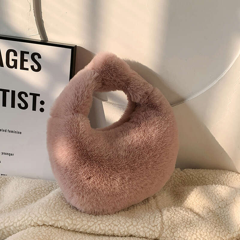 High appearance plush small female internet celebrity style, bag, hand-held fluffy cloud dumpling bag