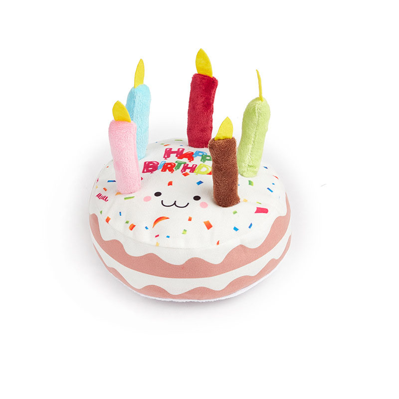 Multipet Plush 6.89-Inch Musical Birthday Cake Dog Toy Pets Birthday Payty Toys