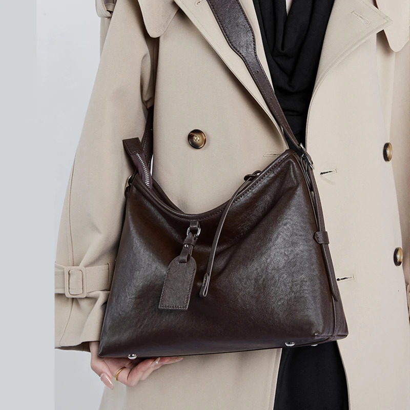 Hifashion Real Cowhide Leather Stray Shoulder Bag for Women Trend er Cross body Wallet Large Handbag 241028