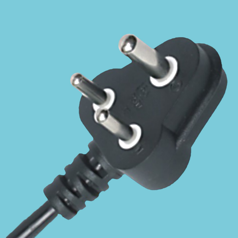 small South African power cord 0.75 square Indian three round pin plug