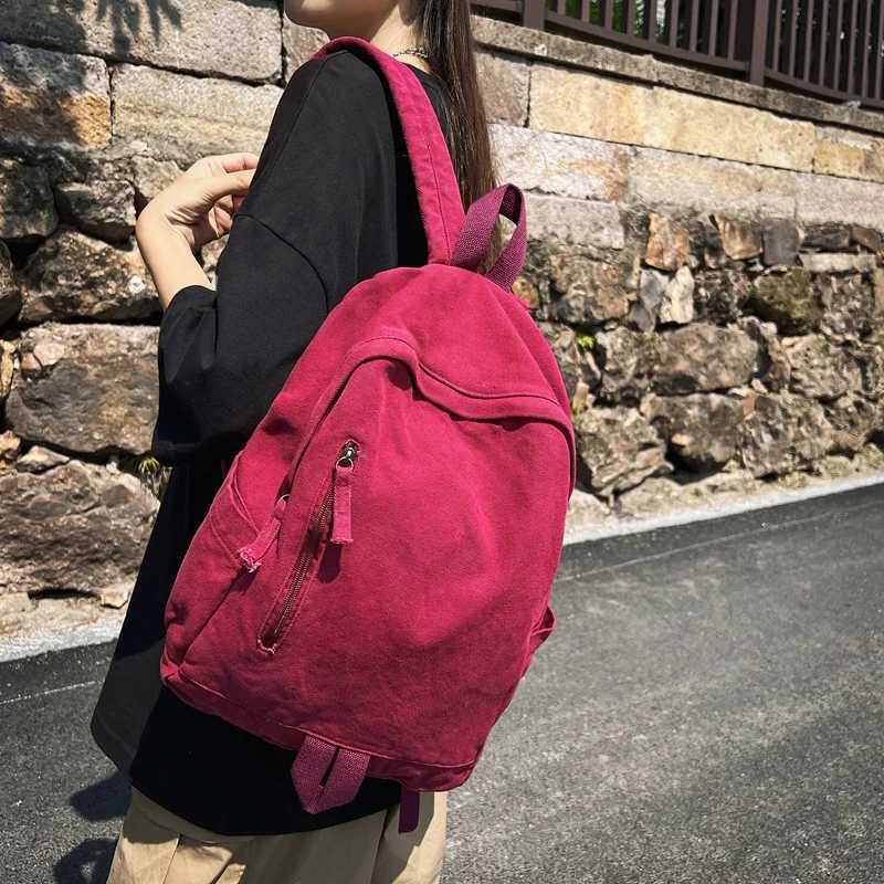 CMM New Casual Canvas Backpack for Women Solid Color Large Capacity Student College Korean Version Girl Travel School Bags 241029