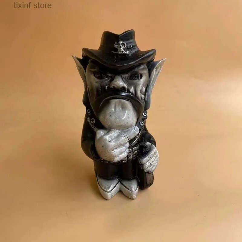 Figurine Lemmy Object Decorative Rock Icon Statue Lemprechaun Rein Craft Sculpture Cowboy Finger Dwarf Garden Ornament Home Yard Lawn Gnome Decoration