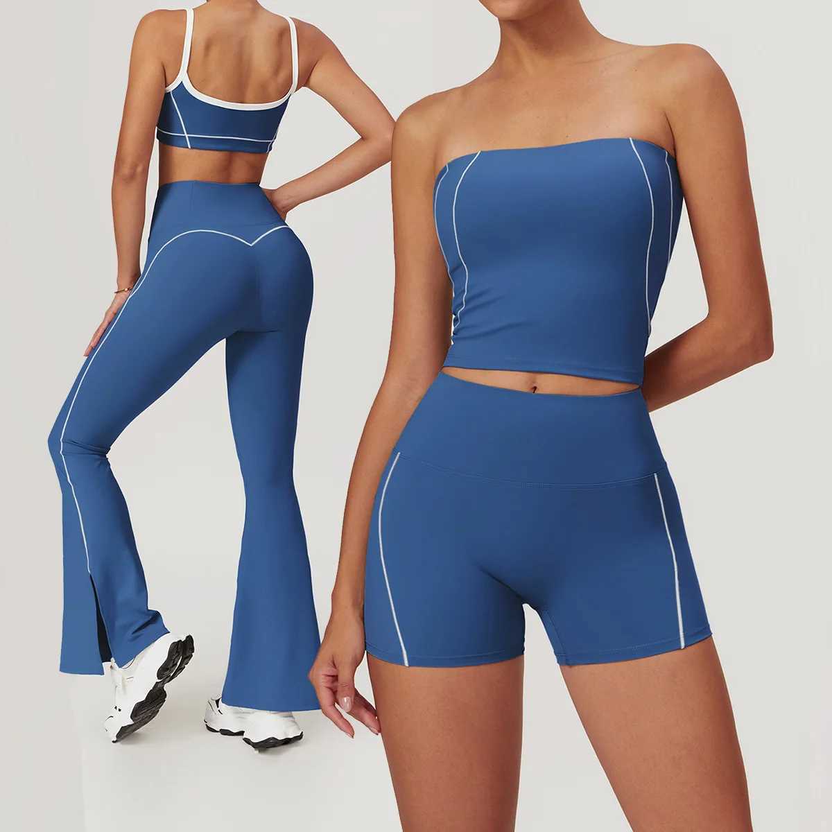 Women's Tracksuits Suit Sports Set Women Quick-Drying Fitness Gym Set Women Tracksuit Running Workout Sports Short vest Flared Clothing 8838 Y241