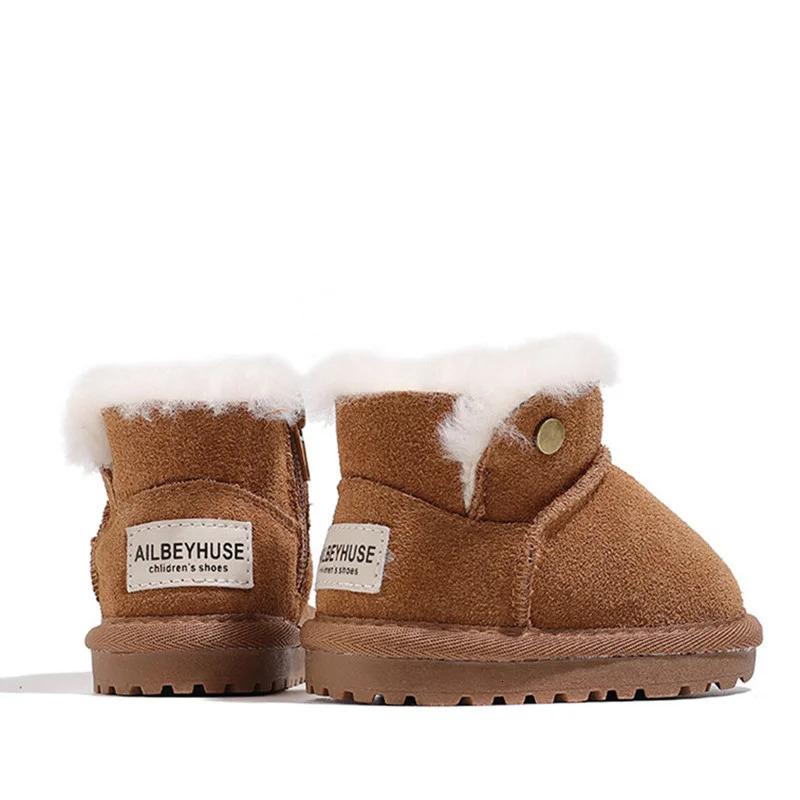 Winter Baby Snow Boots Leather Warm Plush Infant Shoes Soft Sole Fashion Toddler Boys Girls Boots 16-25 241028