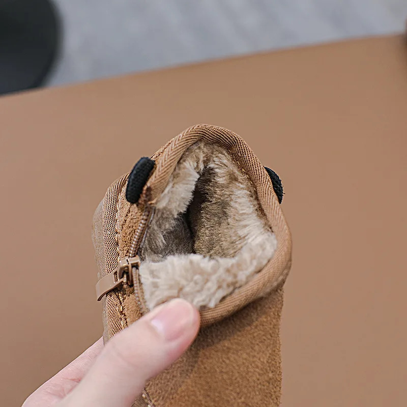 Winter childrens snow boots boys cotton shoes warm girls shoes comfortable soft sole cartoon cute velvet cotton boots 241028