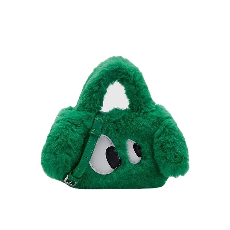 Cute cartoon eyes womens clutch wallet handbag winter fashion womens plush handbag shoulder bag casual womens daily messenger bag 241028