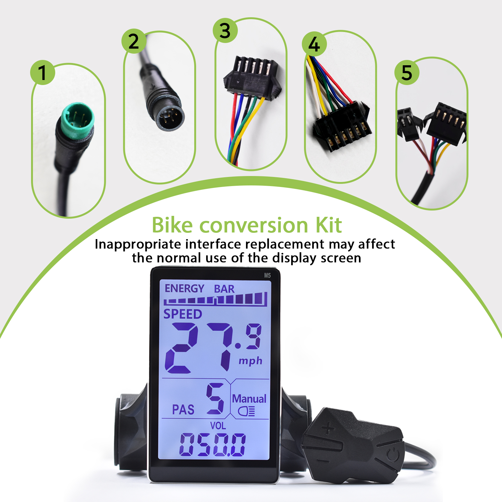 M5 24V 36V 48V Electric Bicycle Colorful Display E Scooter LCD Panel With USB UART For Mountain Electric Bike Parts